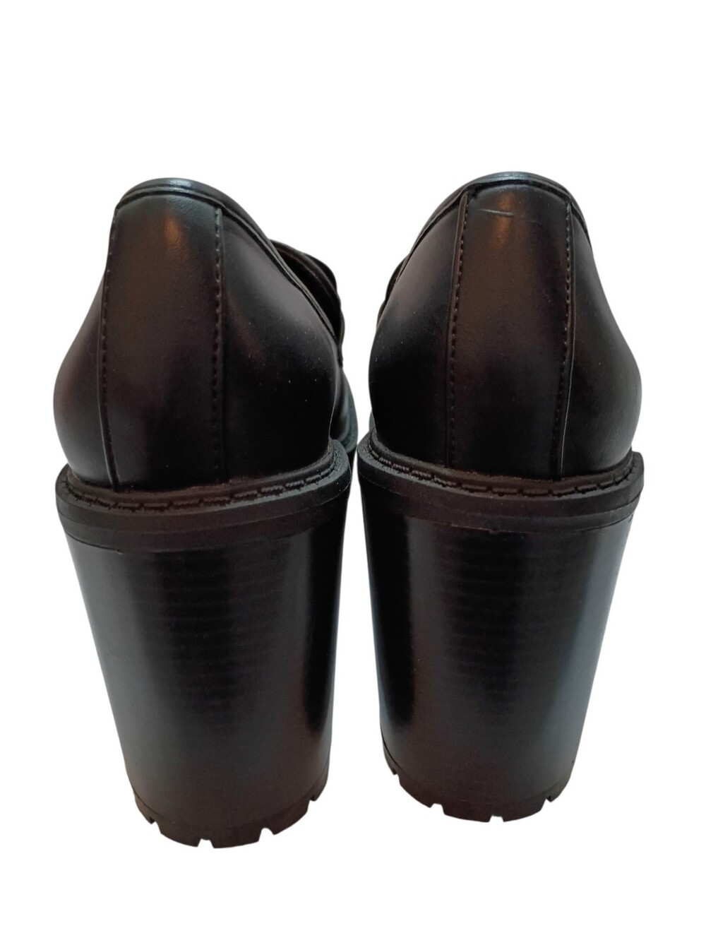 Madden Girl Platform Chunky Heels Size 7.5 Kasper Black Faux Leather Grunge Y2k - Picture 4 of 6
